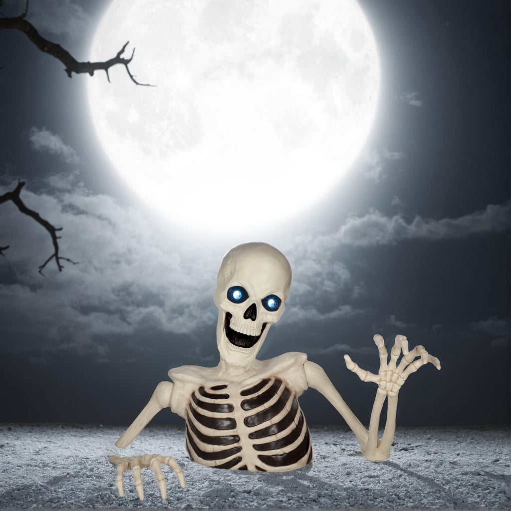 Haunt & Co 48" Halloween Giant Groundbreaker Skeleton with LED Light Moving Eyes, Creepy Sound Effect