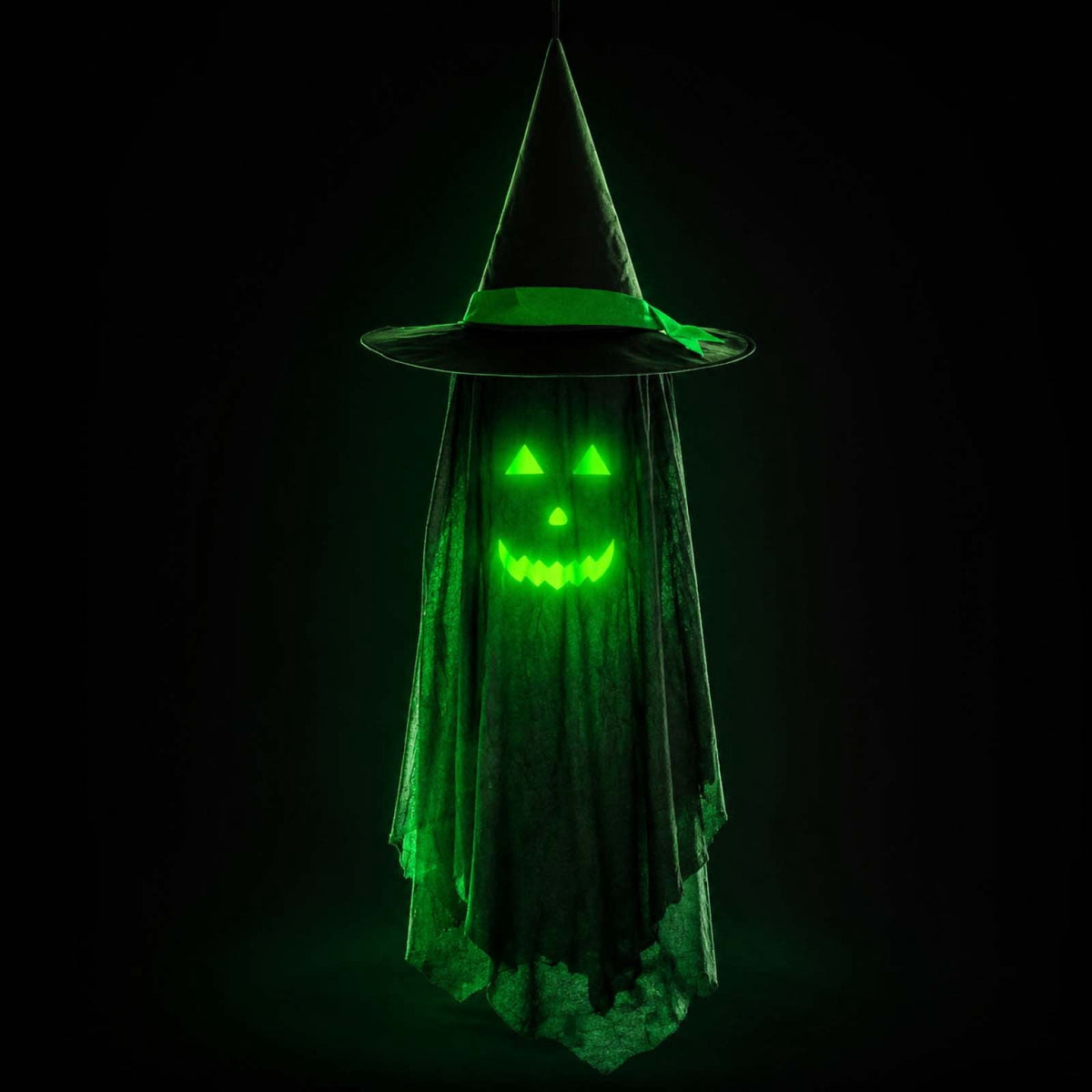 Haunt & Co Halloween Ghost Glow in Dark Outdoor Hanging Ornament 11.8 Inch - Spooky Luminous Pendant with Expressive Face for Yard Porch Tree Party Decor