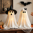Haunt & Co 2PCS Halloween Ghost Light Set Decoration, Cute Ghost Light up for Home Halloween Party Tabletop Kitchen Counter Fireplace Mantle Decoration
