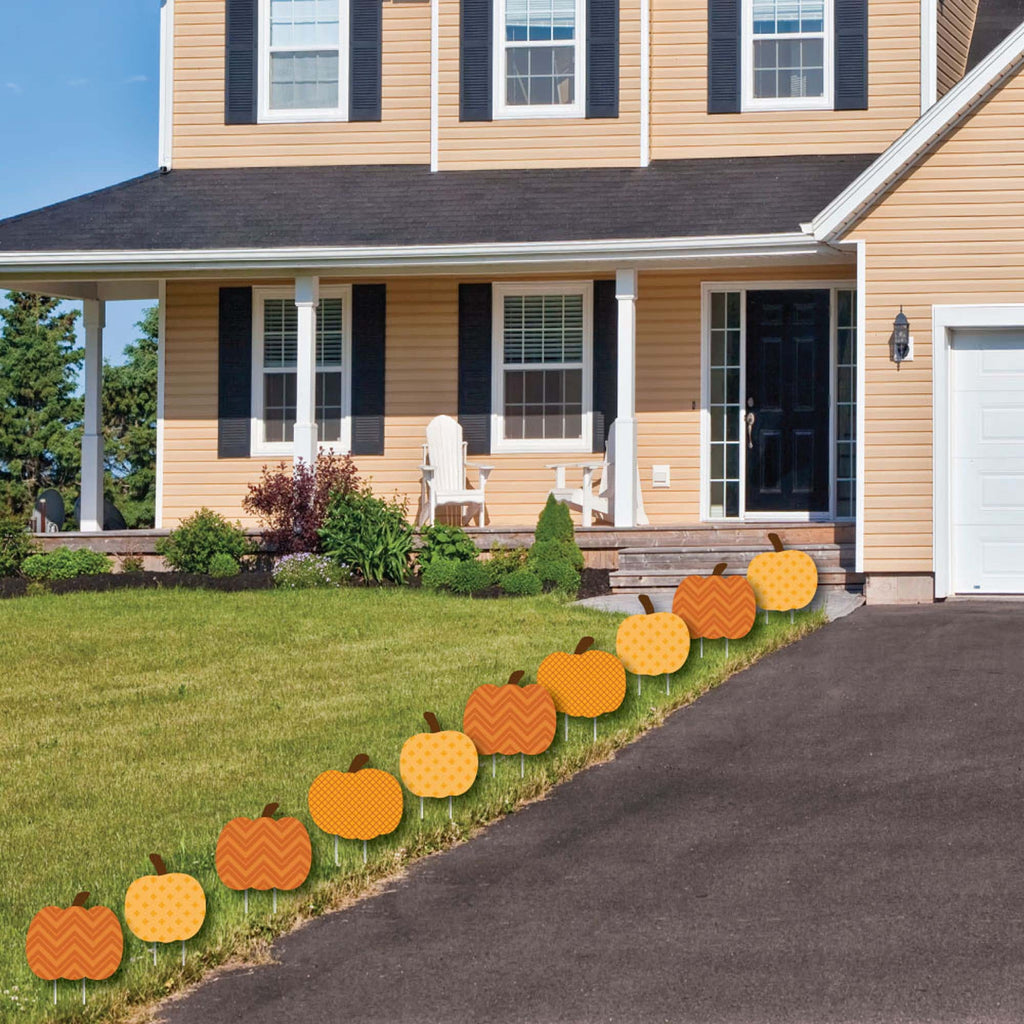 Haunt & Co Big Dot of Happiness Pumpkin Patch - Pumpkin Lawn Decoration Signs - Outdoor Fall, Halloween or Thanksgiving Yard Decorations - 10 Piece
