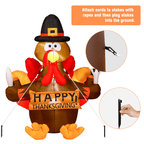 Haunt & Co Thanksgiving Inflatable Turkey 5FT Blow up Outdoor Thanksgiving Inflatables Decoration with LED Lights for Holiday Party Yard Garden
