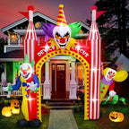 Haunt & Co 12FT Giant Clown Inflatable Archway with Built-in Lights - Scary Outdoor Yard Decorations