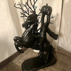 Haunt & Co Desktop Ornament Headless Horseman Resin Statue for Halloween Home Display, 22x12x9 cm, Black