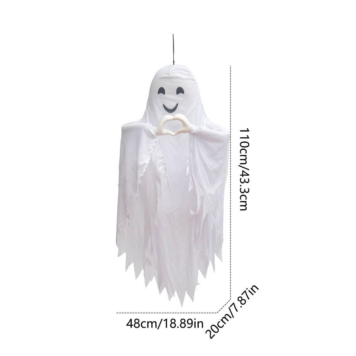 Haunt & Co Roiihwy Halloween Decorations White Ghost Ornament, Voice Activated Talking, Indoor Outdoor Decorative, 43.3x18.9x7.9in Multicolor