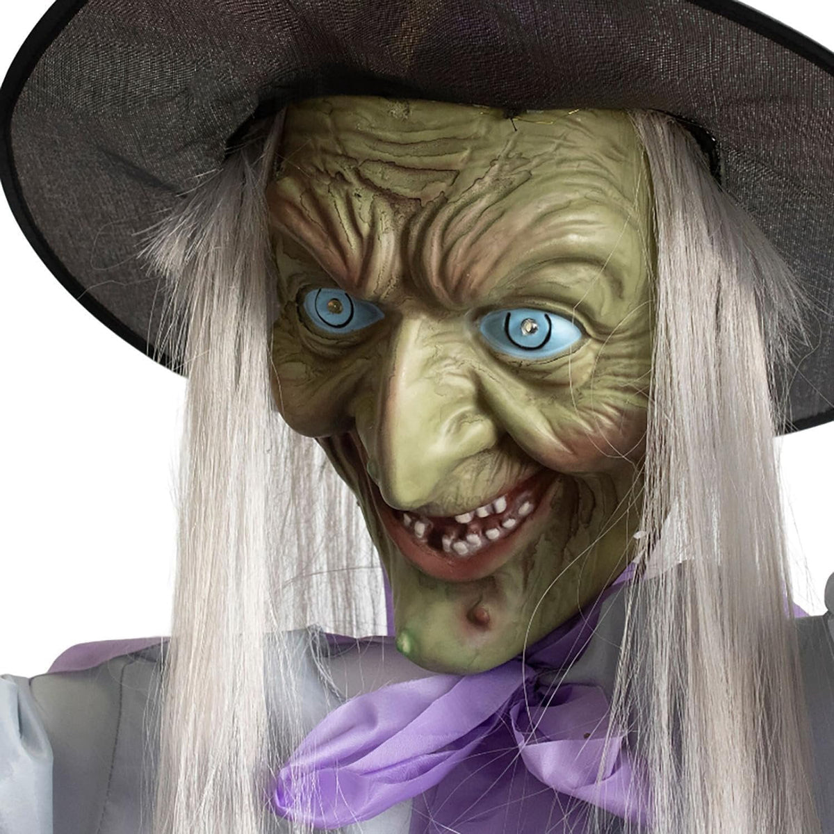 Haunt & Co Witch Decorations Halloween 6 FT Scary Flying Witch Decorations Animatronics Halloween Props with Scary Sounds and Lights Decorations for Outside Indoor Garden Yard