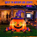 Haunt & Co 6.2FT Halloween Inflatable Decorations Pumpkin Spider with LED Lights, Halloween Blow Ups
