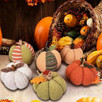 Haunt & Co Knitted Pumpkin Decor, Fall Harvest Crochet Pumpkins, Cute Knit Pumpkin Ornaments for Halloween Thanksgiving Home Decor, Fall Room Mantel Table Decoration (RL)