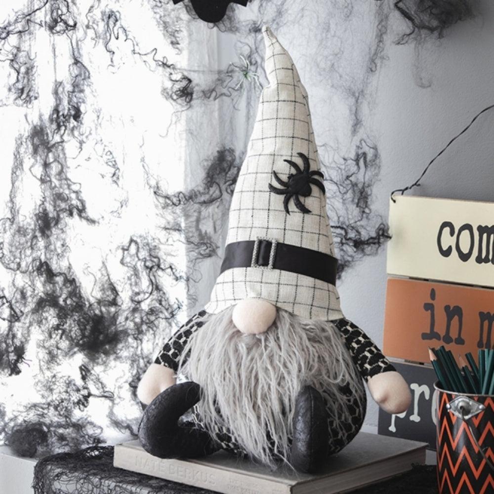 Haunt & Co Tcbosik 2 Pack Gnome Halloween Ornaments, Halloween Gnomes Decoration with Witch Hat, Lovely Fall Gnome Gifts for Friends Family, Black & White