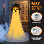 Haunt & Co 2 Packs Outdoor,Light Up Halloween Spooky Standing Ghost with Witch Hat,Scary Ghosts Decor with LED Lights