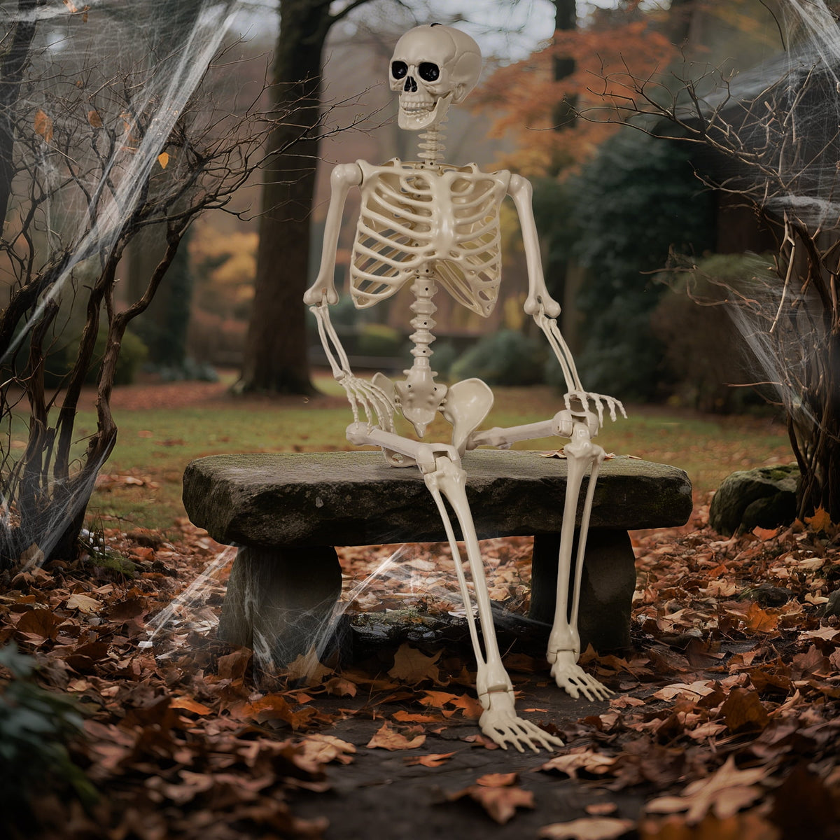 Haunt & Co 5.4 ft Halloween skeleton decoration, with movable joints, flexible skeleton for poses, scary skeleton suitable