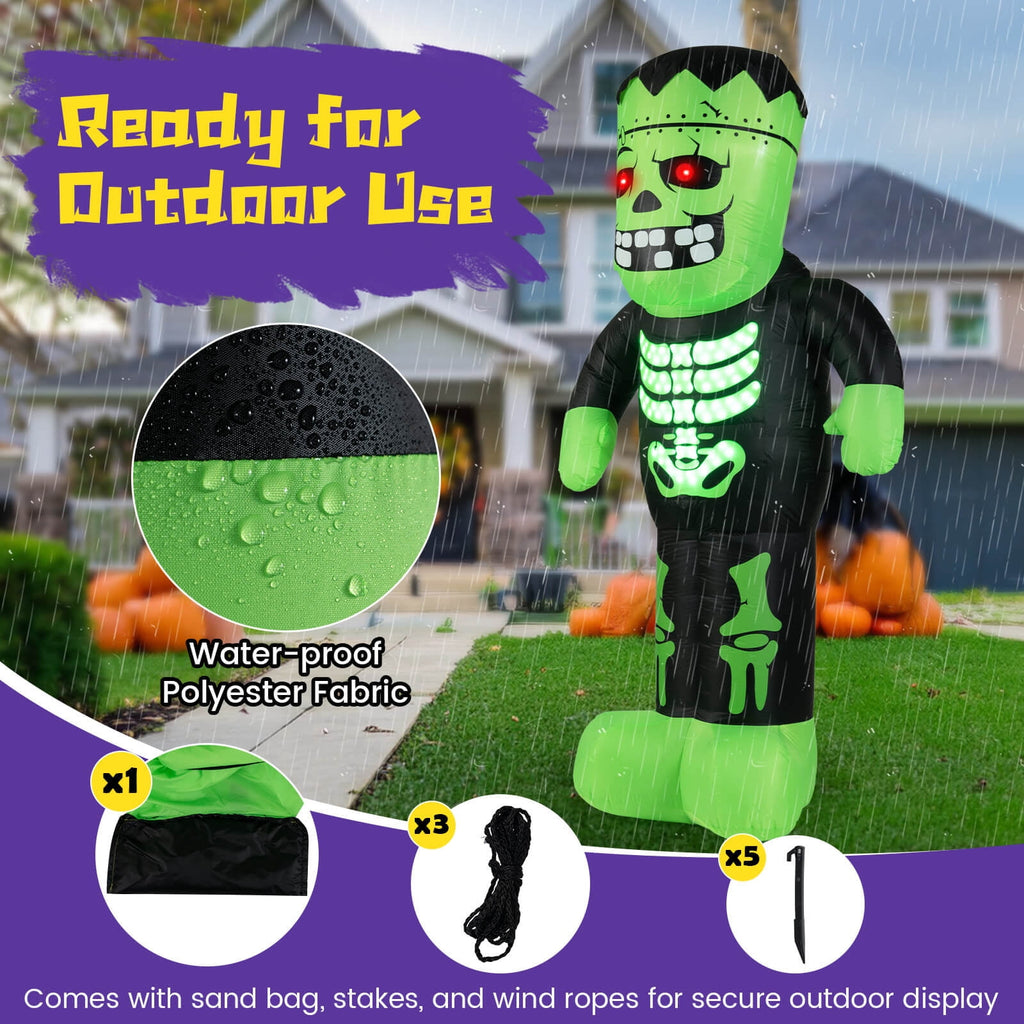Haunt & Co Costway 8.4 Ft Tall Halloween Inflatable Decoration LED-lit Inflatable Green Zombie