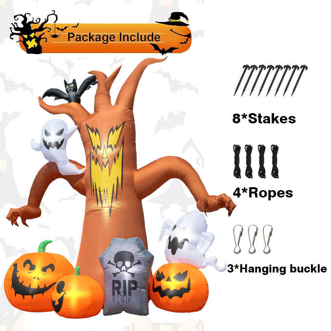 Haunt & Co Coolmade 8ft Halloween Inflatables Decorations Inflatable Dead Tree Outdoor Decorations with LED Lights Built-in Blow Up Yard Decoration Pumpkin Ghost for Halloween Outdoor