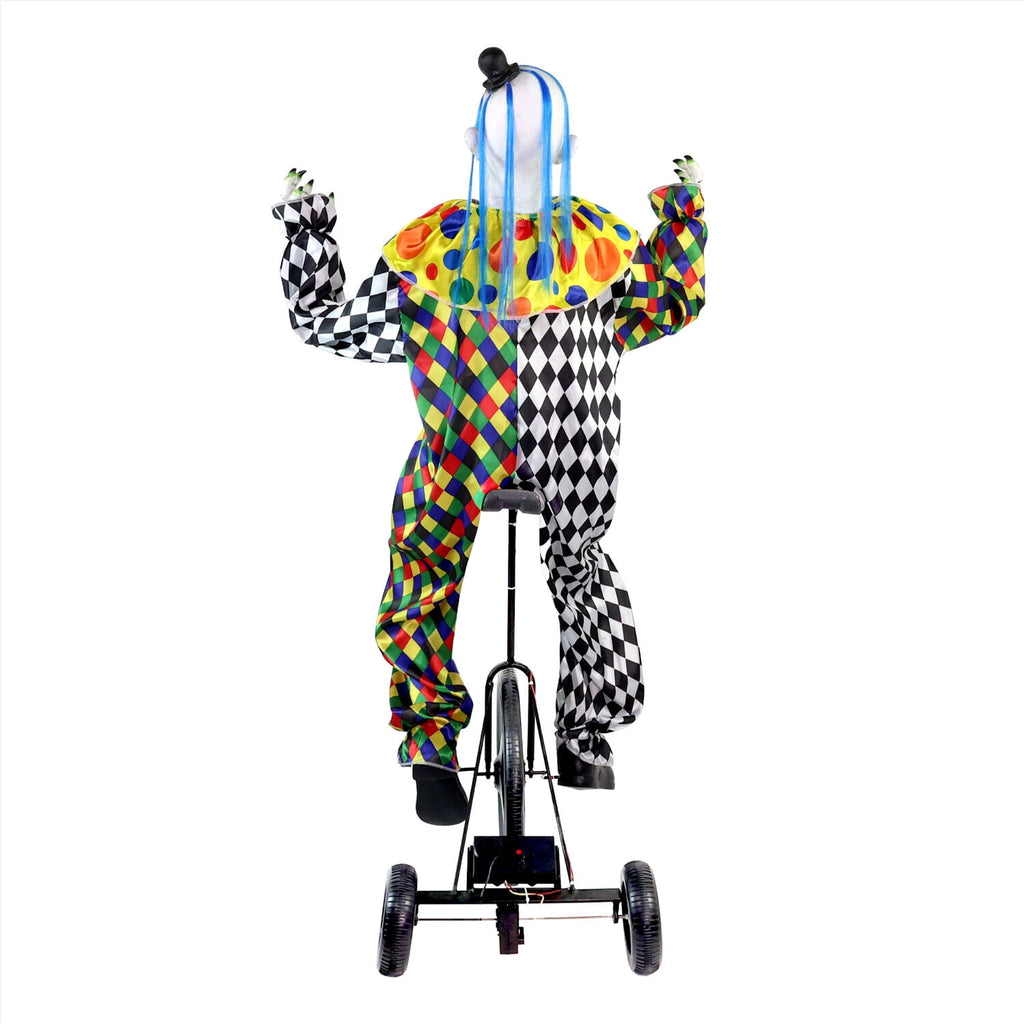 Haunt & Co 5.9 ft Voice & Sound-Sensor Clown on Tricycle Halloween Animatronic