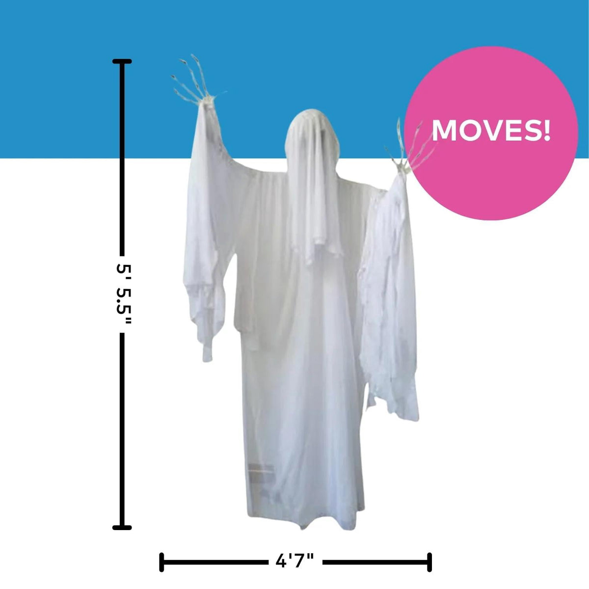 Haunt & Co Morris Costumes4 Ft. 7" x 5 Ft. 5 1/2" Skeleton Ghost Animated Prop Standing