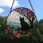 Haunt & Co Kitchen Christmas Gift - Black Cat Halloween Fall Christmas Stained Glass Hanging Ornament - Warm Holiday Tree Decoration, Christmas Gift for Mom, Dad, Friends, Family