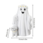 Haunt & Co Hand Painted White Ghost Walking Dog Statue Weatherproof Halloween Ornament for Farmhouse Porch Indoor Shelf Seasonal Decor(Whiteï¼?