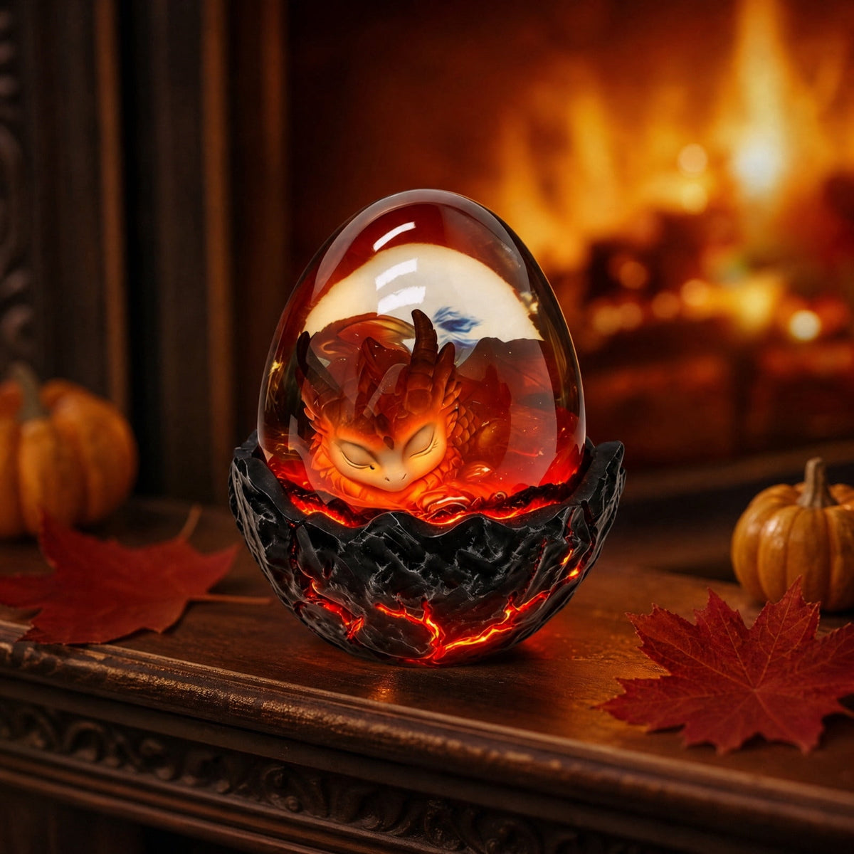 Haunt & Co Kyusrd Led Candlelight Lamp for Halloween Decor,Transparent Lavas Dragons Egg Ornament With LED Breathing Light