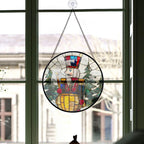 Haunt & Co Christmas Gift - Christmas Wooden Nutcracker Halloween Christmas Stained Glass Hanging Ornament - Evergreen Holiday Tree Decoration, Gift for Family & Friends