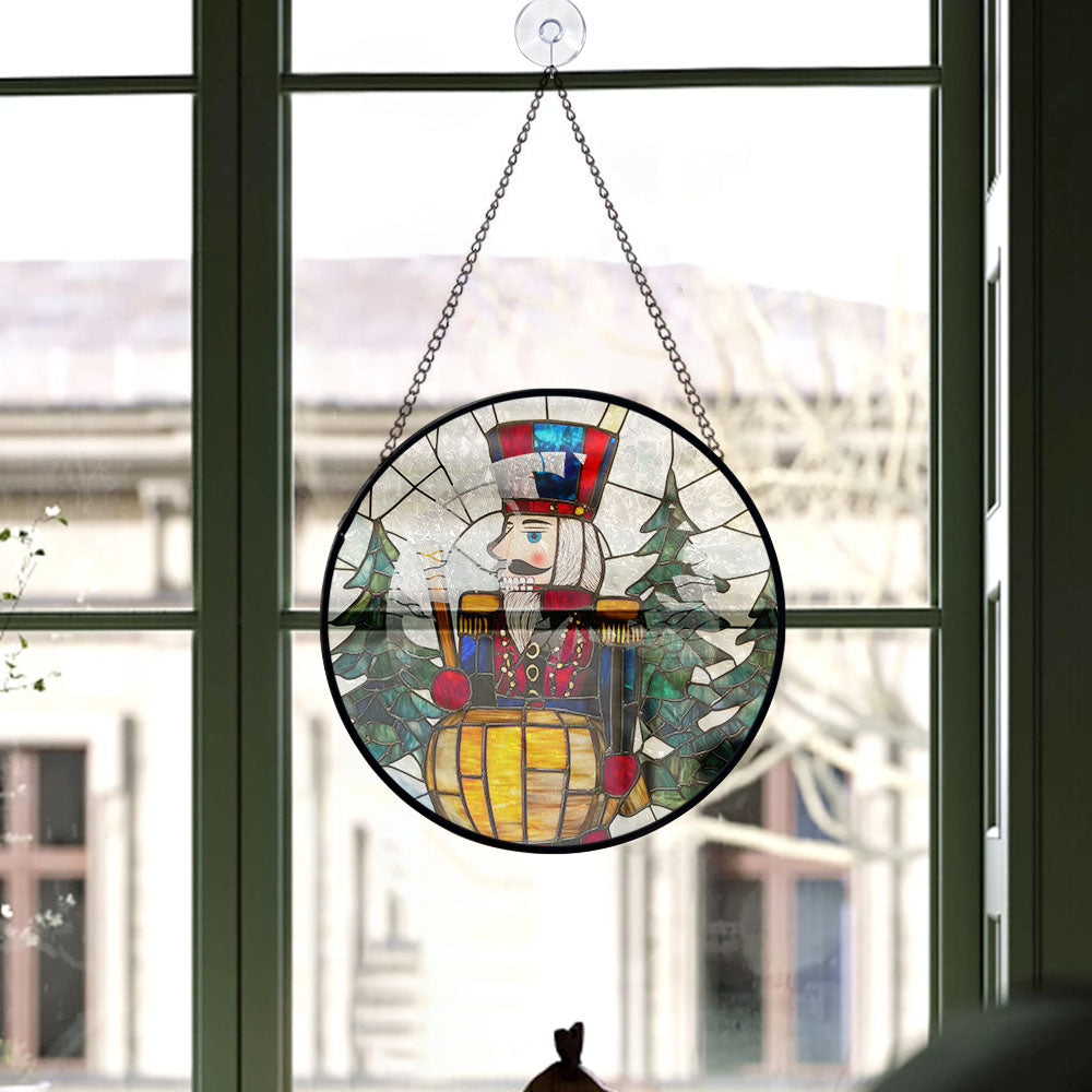 Haunt & Co Christmas Gift - Christmas Wooden Nutcracker Halloween Christmas Stained Glass Hanging Ornament - Evergreen Holiday Tree Decoration, Gift for Family & Friends