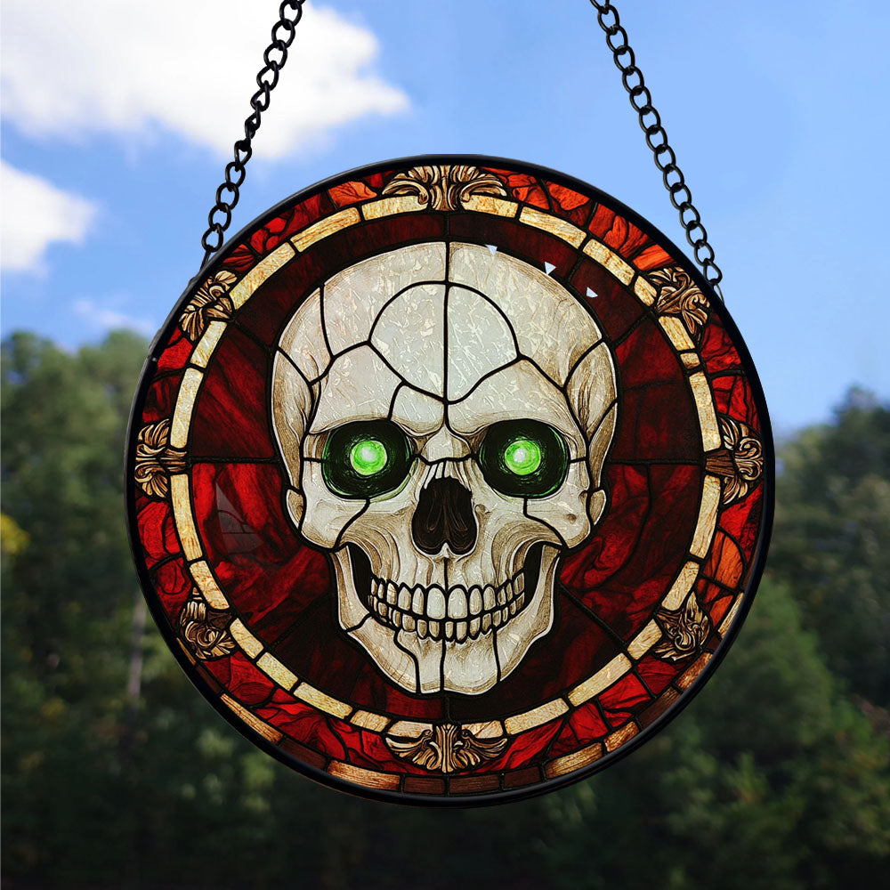 Haunt & Co Couple Christmas Gift - Halloween Vampire Skeletons Spooky Stained Glass Hanging Ornament - Cozy Christmas Tree Decor, Winter Holiday Gift for Mom, Dad, Family, Friends