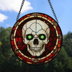Haunt & Co Couple Christmas Gift - Halloween Vampire Skeletons Spooky Stained Glass Hanging Ornament - Cozy Christmas Tree Decor, Winter Holiday Gift for Mom, Dad, Family, Friends