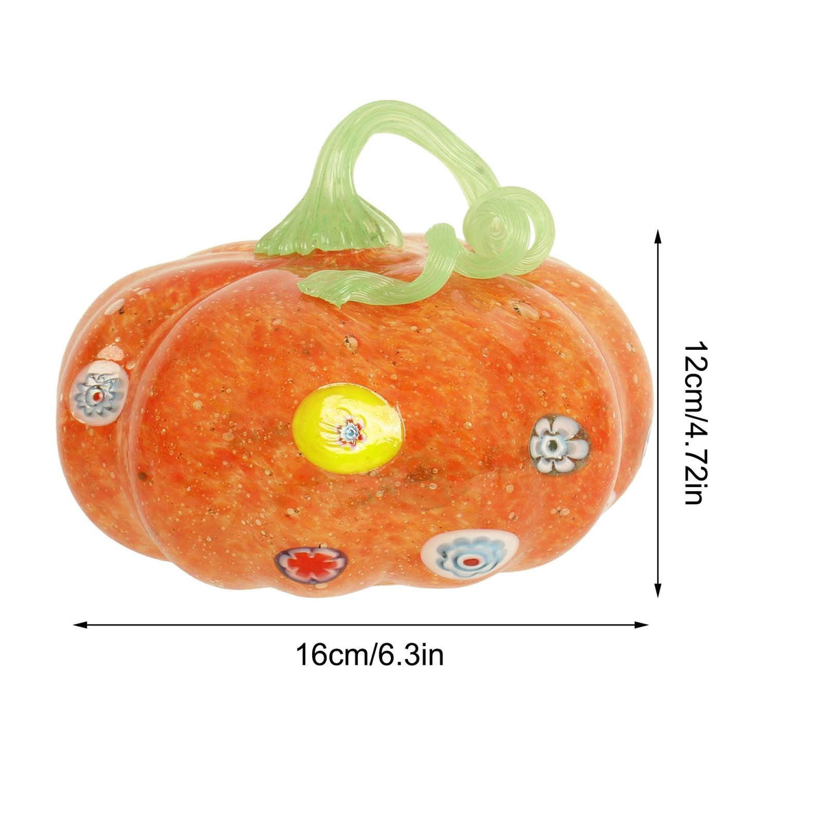 Haunt & Co Glass Pumpkin Ornament, Swirl Art Glass Figurine Fall Thanksgiving Halloween Tabletop Home Decor, Stripe Pumpkin Statue Orange
