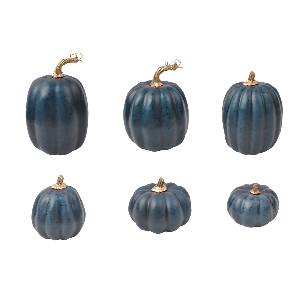 Haunt & Co Blue Artificial Pumpkins Decor Foam Pumpkin Ornament Fall Harvest Thanksgiving Halloween Mantel Tiered Tray Table Centerpiece Home Decoration Speckled Rustic Display Accent