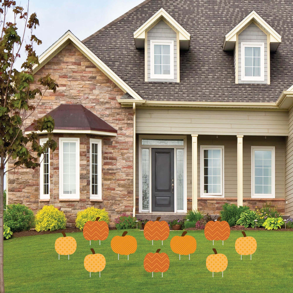 Haunt & Co Big Dot of Happiness Pumpkin Patch - Pumpkin Lawn Decoration Signs - Outdoor Fall, Halloween or Thanksgiving Yard Decorations - 10 Piece