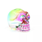 Haunt & Co HOOUN 8pcs 2inch Electroplated Multicolor Carved Skull Crystal Ornaments Halloween