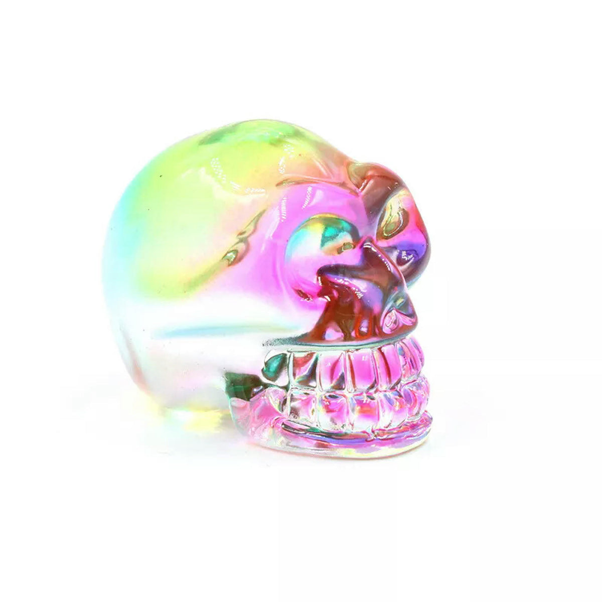 Haunt & Co HOOUN 8pcs 2inch Electroplated Multicolor Carved Skull Crystal Ornaments Halloween