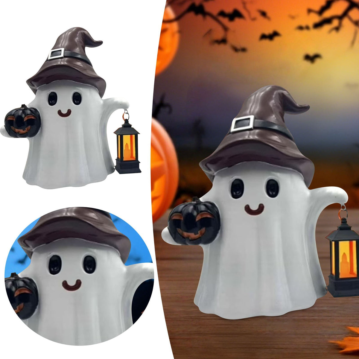 Haunt & Co 2pcs 9.8inch Halloween Decorations Pumpkin Decoration Desktop Ornament For Home Party Decoration Holiday Festive