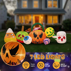 Haunt & Co 8FT Halloween Inflatable Pumpkin Ghost Scene, Waterproof Polyester, Quick Inflation with Stakes/Ropes