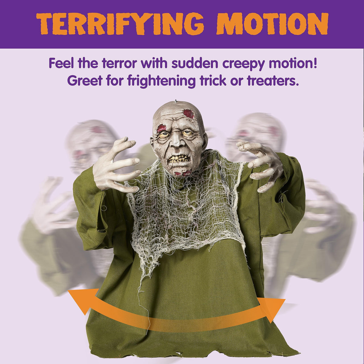 Haunt & Co Halloween Groundbreaker Animated Zombie with Crawling Creepy Animatronic Decorations with Movable Arms,Outdoor Scary