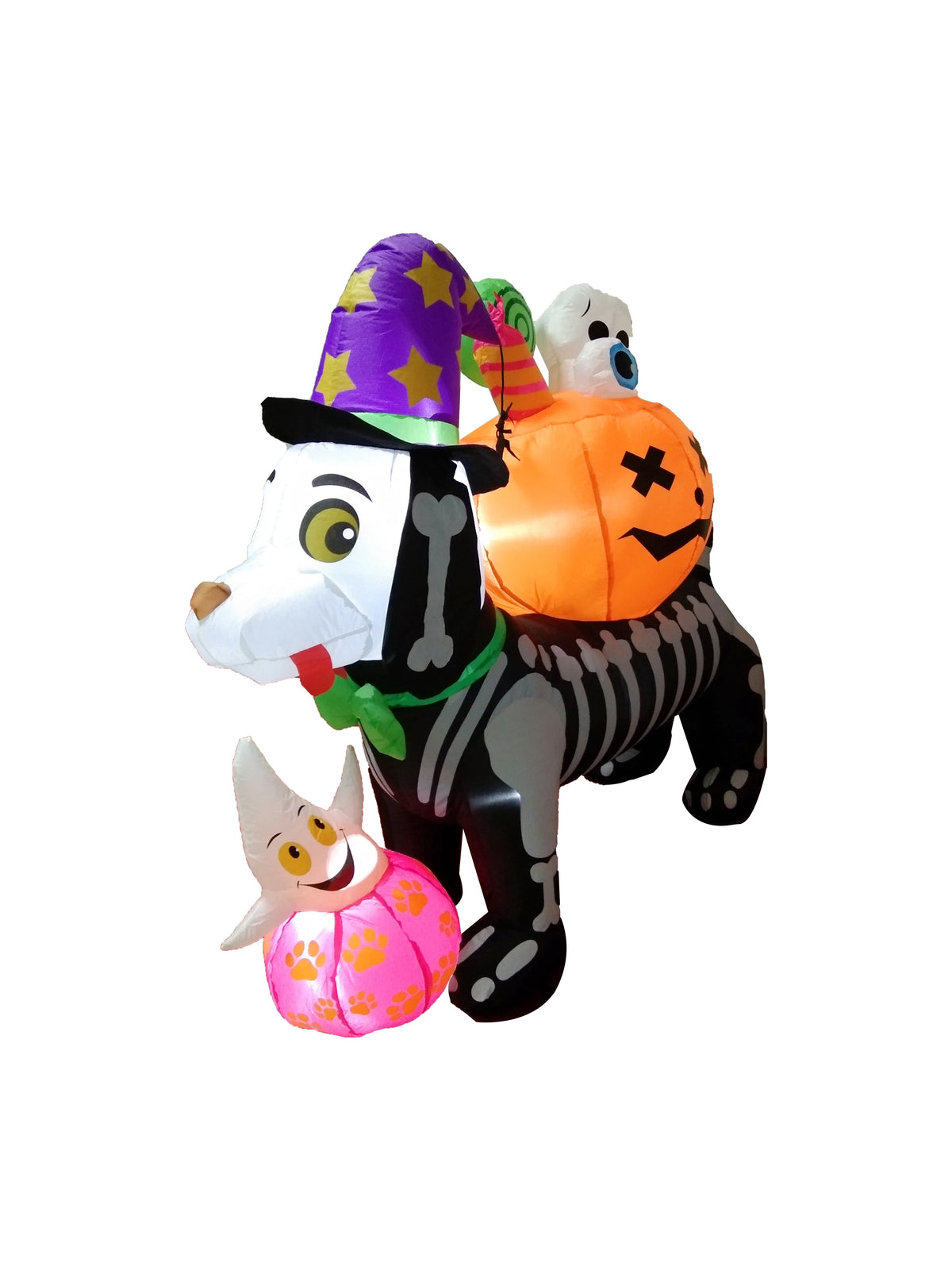 Haunt & Co 5FT Halloween LED Inflatable Skeleton Dog with Treats