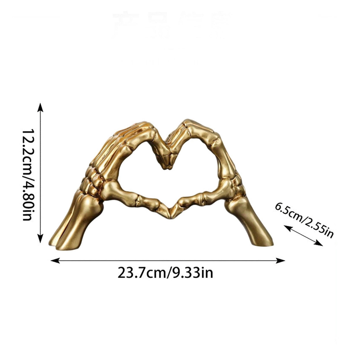 Haunt & Co Halloween Resin Abstract Skeleton Statue Love Ornaments Heart Shape Finger Gesture Figurines Halloween Home Desktop Decoration for Shelf Display Coffee Table Centerpiece Wedding Decor