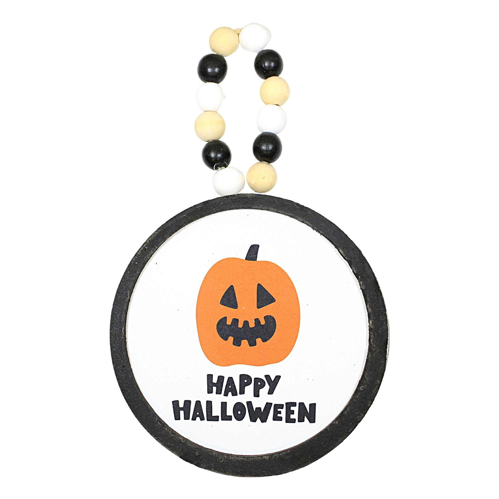 Haunt & Co Ganz Fun Halloween Disk Ornaments - Three Hanging Disk 7.75 Inch, Wood Pulp - Pumpkin Spider Hocus Pocus