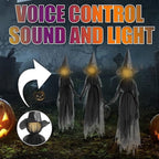 Haunt & Co Halloween Witch Decorations Outdoor, 59" Light Up Witches Holding Hands Witches with Stakes, Voice Control Screaming Life Size Witches Waterproof