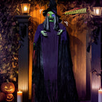 Haunt & Co 12FT Halloween Animatronic Witch Standing Outdoor w/ Green Eyes,Scary Sounds