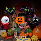 Haunt & Co Halloween Party Decorations 3D Hanging Honeycomb Ornaments Retro Pumpkin Skull Ghost Paper Ornaments Set with Hanging Rope for Indoor Haunted House Ceiling Decor 6 Pcs