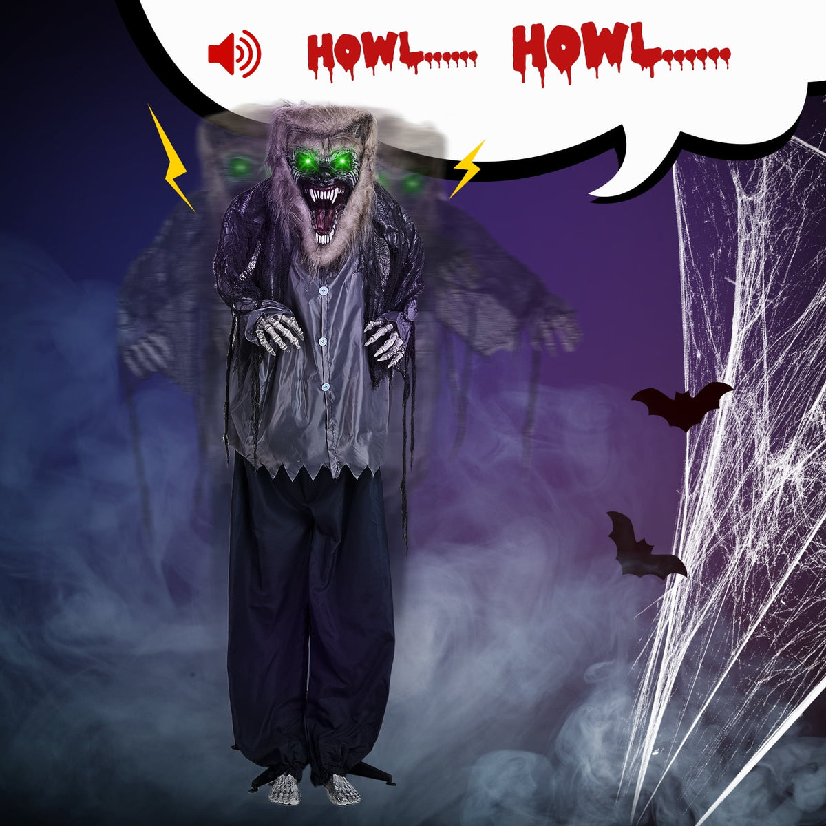 Haunt & Co 7FT Halloween Animatronic Werewolf w/ Werewolf Barking Sound The Sound Activated Halloween Prop