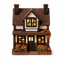 Haunt & Co Light Up Halloween House Tabletop Decor, LED Spooky Resin House with Witch Ghost Pumpkin Scene, Glowing Decoration for Mantel Shelf Party