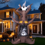 Haunt & Co Halloween Inflatables 9 FT Animated Halloween Tree Inflatables with Built-in LED lights, Scary Spooky Tree Inflatable with White Ghost, Outdoor for Halloween Holiday Party