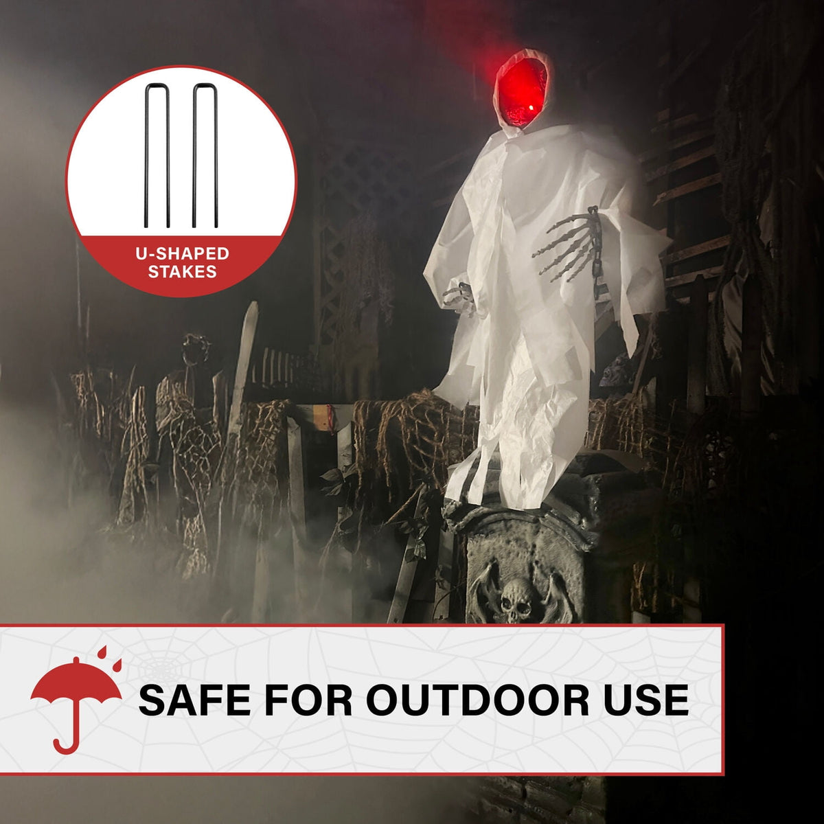 Haunt & Co 4.3 ft Touch-Activated Animated Spectre on Tomb Halloween Accessory
