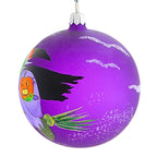 Haunt & Co Laved Italian Ornaments FLYING GREEN WITCH BALL Halloween Pumpkin Broom 936326