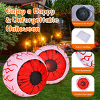 Haunt & Co Costway 2 Pack 3 FT Halloween Inflatable Eyeballs w/ Air Blower & Red LED Lights