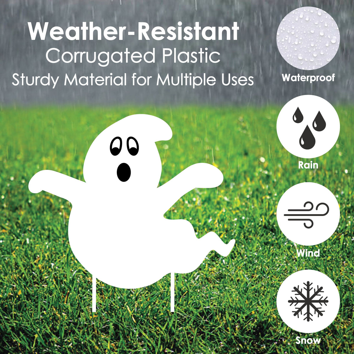 Haunt & Co Big Dot of Happiness Spooky Ghost - Ghost Shape Lawn Decoration Signs - Outdoor - 10 Piece