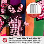 Haunt & Co Lifesize 5.5 ft Animatronic Two-Headed Clown with Lights and Sound, Indoor/Outdoor