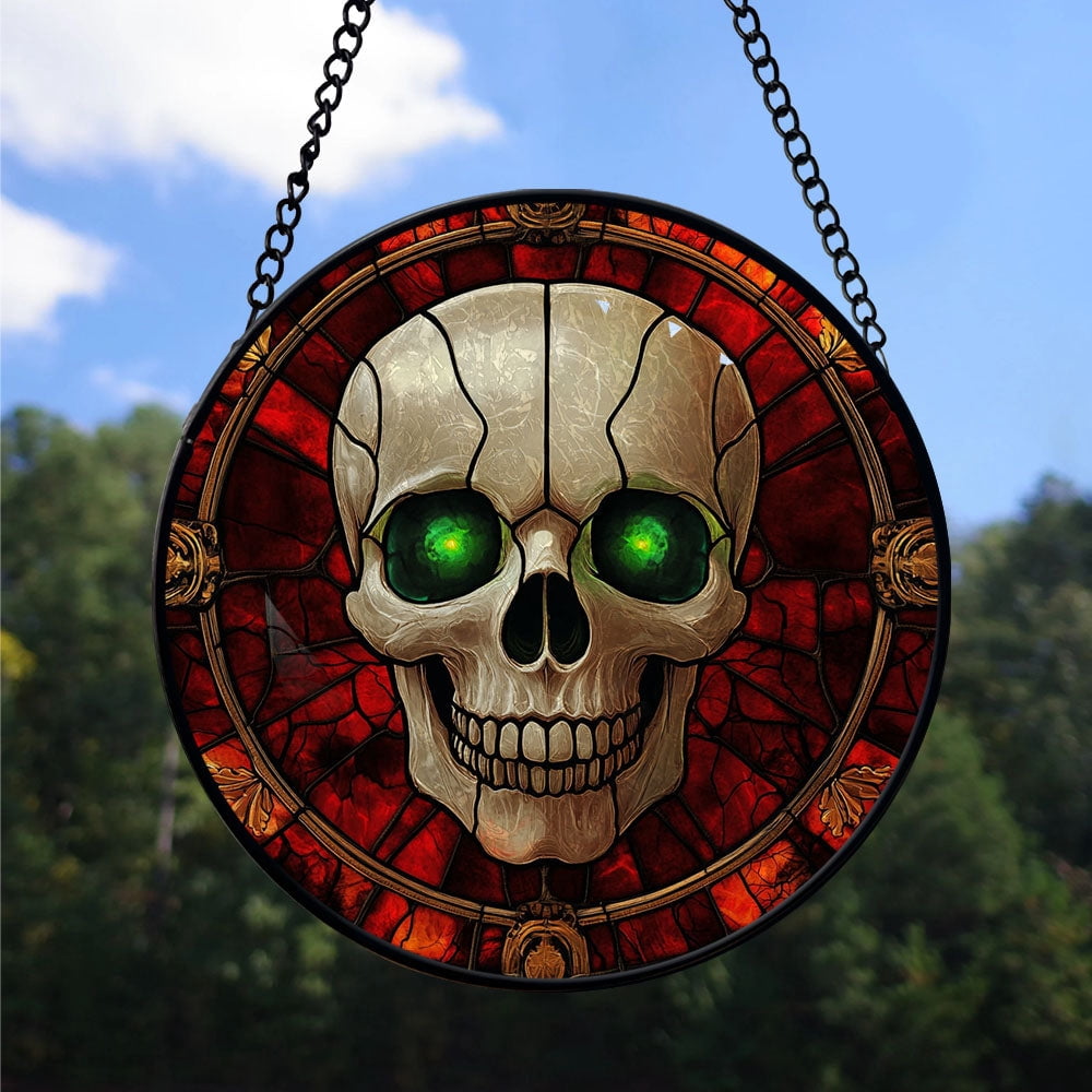 Haunt & Co Mom Christmas Gift - Halloween Vampire Skeletons Spooky Stained Glass Hanging Ornament - Silver & Gold Christmas Tree Decor, Holiday Gift for Family & Friends, Collectible 2025