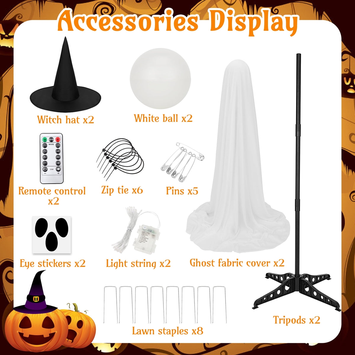Haunt & Co HiberyHom Halloween Ghost Decor, 2 Pack Early , 4.6 FT Light Up Ghost with Remote