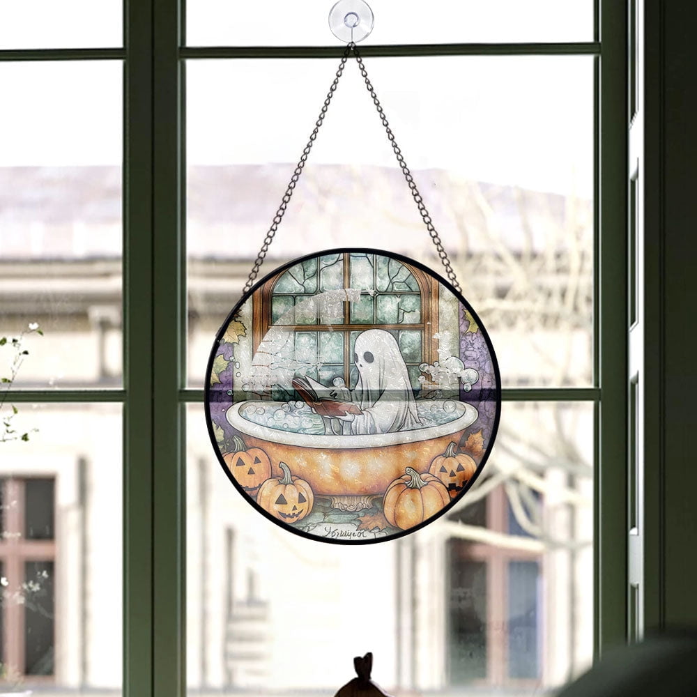 Haunt & Co Keepsake Christmas Gift - Cute Ghost Plant Cute Halloween Ghost Fall Hosting Christmas Stained Glass Hanging Ornament - Heirloom Holiday Tree Decor, Ideal Gift for Mom, Dad, Friends, Family 2025